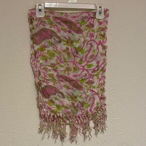 Floral Pink and Green Scarf